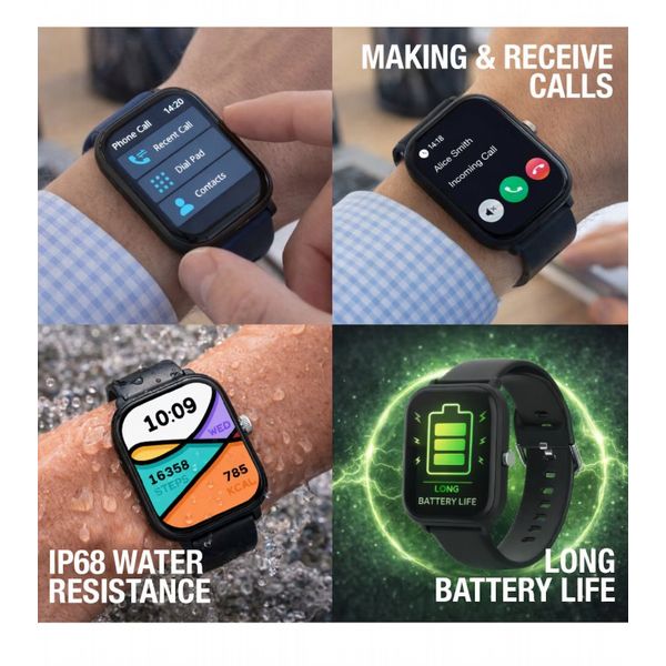 Entity Aero Smartwatch Black with Berry And Lilac Silicone Straps