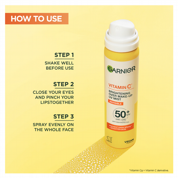 Garnier Vitamin C Brightening Over Make-up UV Sun Cream Mist SPF50+