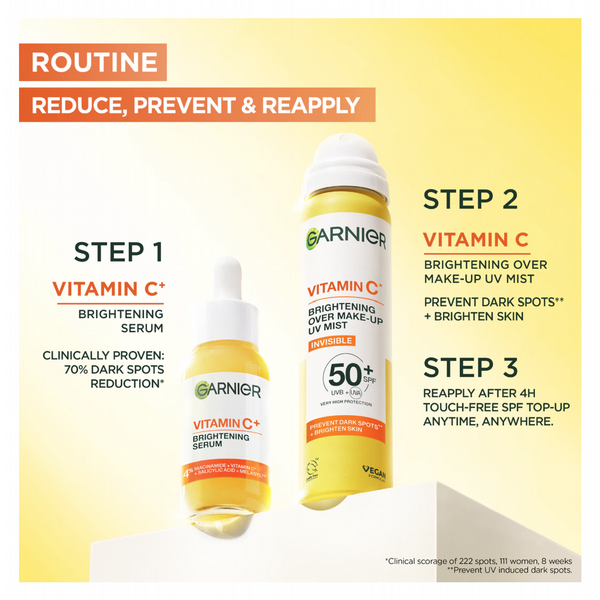 Garnier Vitamin C Brightening Over Make-up UV Sun Cream Mist SPF50+