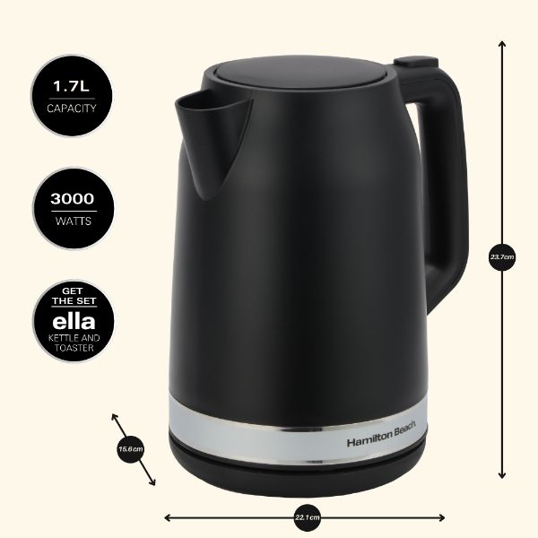 Hamilton Beach Ella Kettle and 2 Slice Toaster Bundle Black