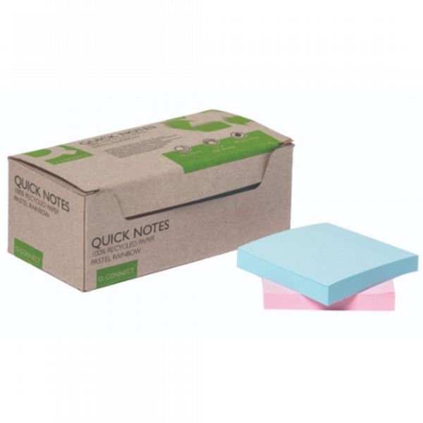 Q-Connect Recycled Notes 76x76mm Pastel Rainbow (12 Pack) KF17324