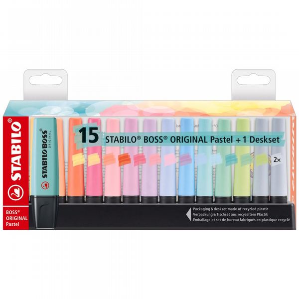 Stabilo Original Boss Highlighters Deskset Pastel (Pack of 15)