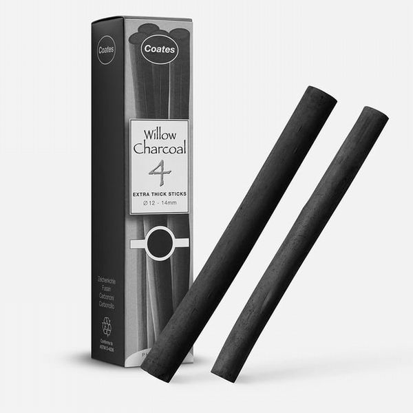 Coates : Extra Thick Charcoal Sticks : 4 Sticks