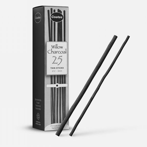 Coates : Thin Charcoal : 25 Sticks