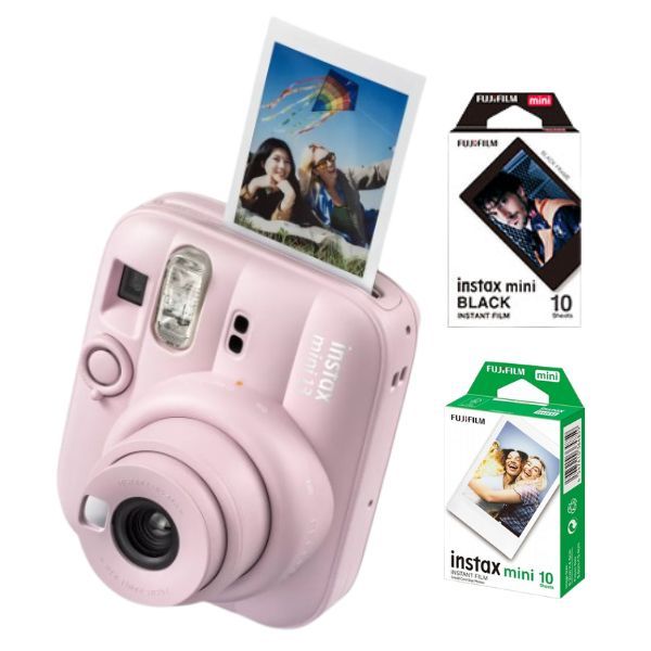 Fujifilm Instax Mini 13 Candy Pink Instant Camera + 20-Pack Film Bundle (Glossy & Black Edge)